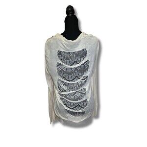 Cecico Women’s Cardigan Large White Lace Back Detail Twilight Core